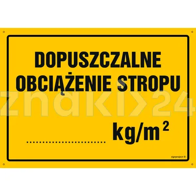 Dopuszczalne obciążenie stropu - Tablica budowlana informacyjna - OA056