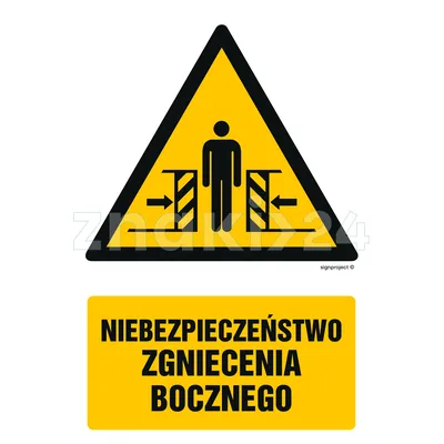 Niebezpieczeństwo zgniecenia bocznego - Znak BHP - GF031