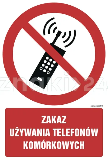 Zakaz używania telefonów komórkowych - Znak BHP - GC030