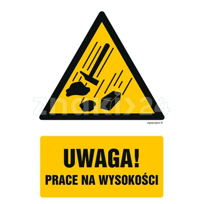 Uwaga - prace na wysokości - Znak BHP - GF027