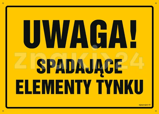 Uwaga! Spadające elementy tynku - Tablica budowlana informacyjna - OA029