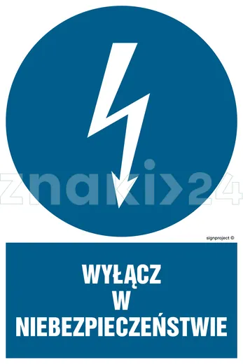 Wyłącz w niebezpieczeństwie - Znak elektryczny - HE001