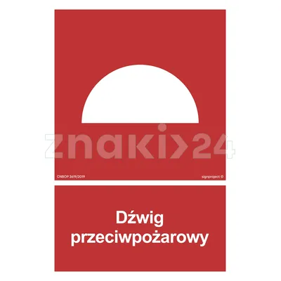 Dźwig przeciwpożarowy - Znak przeciwpożarowy - BB009