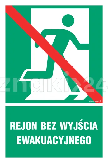 Rejon bez wyjścia ewakuacyjnego prawostronny - Znak ewakuacyjny - AC027