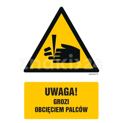 Uwaga- niebezpieczeństwo obcięcia palców - Znak BHP - GF033