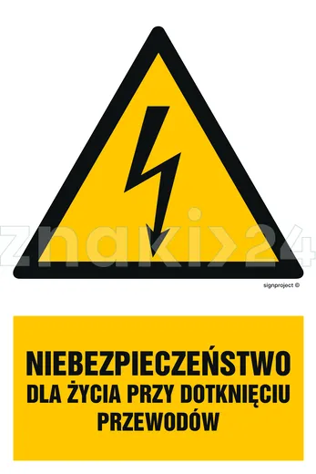 Niebezpieczeństwo dla życia przy dotknięciu przewodów - Znak elektryczny - HA007