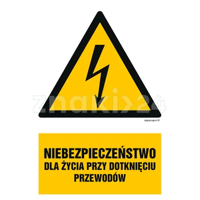 Niebezpieczeństwo dla życia przy dotknięciu przewodów - Znak elektryczny - HA007