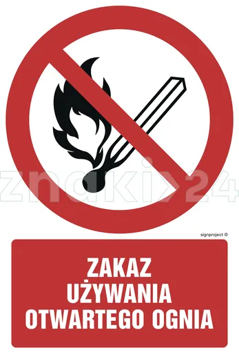 Zakaz używania otwartego ognia - Znak BHP - GC037