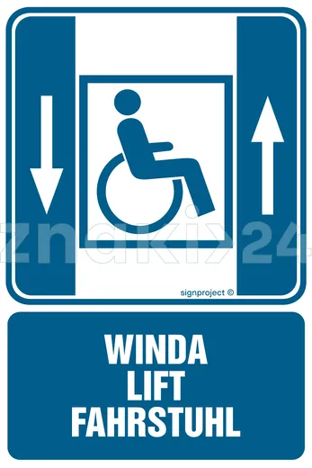 Winda lift fahrstuhl - dźwig osobowy dla niepełnosprawnych - Znak informacyjny - RB004