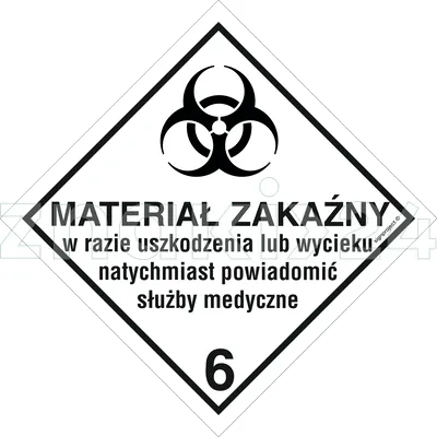 Materiały zakaźne - Znak ostrzegawczy ADR - MB019