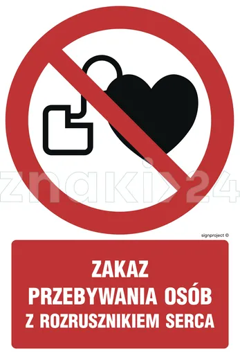 Zakaz przebywania osób z rozrusznikiem serca - Znak BHP - GC039