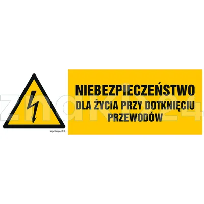 Niebezpieczeństwo dla życia przy dotknięciu przewodów - Znak elektryczny - HB007