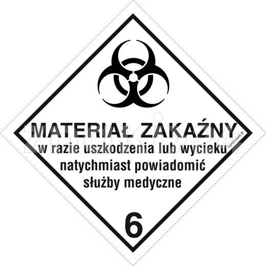 Materiały zakaźne - Znak ostrzegawczy ADR - MB019