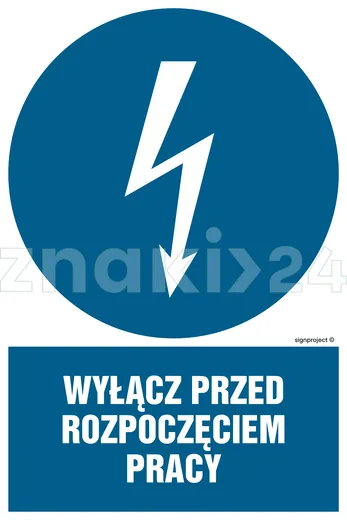 Wyłącz przed rozpoczęciem pracy - Znak elektryczny - HE002