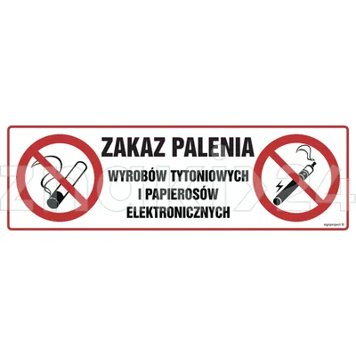 Zakaz palenia wyrobów tytoniowych i papierosów elektronicznych - Znak ostrzegawczy. Znak informacyjny - NC089