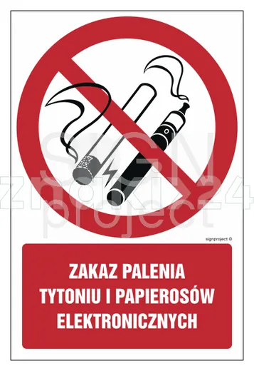 Zakaz palenia tytoniu i papierosów elektronicznych - Znak BHP - GC077