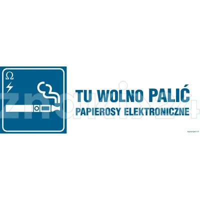 Tu wolno palić papierosy elektroniczne - Znak ostrzegawczy. Znak informacyjny - NC098