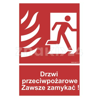 Drzwi przeciwpożarowe. Zawsze zamykać! prawostronne - Znak przeciwpożarowy - BC054