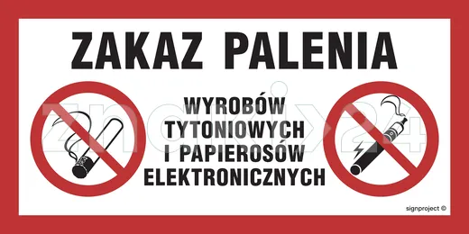 Zakaz palenia wyrobów tytoniowych i papierosów elektronicznych - Znak informacyjny - NC123