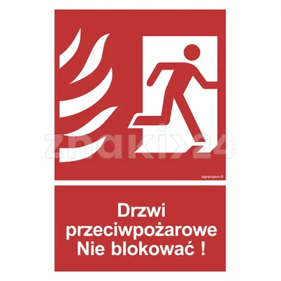 Drzwi przeciwpożarowe. Nie blokować! prawostronne - Znak przeciwpożarowy - BC056