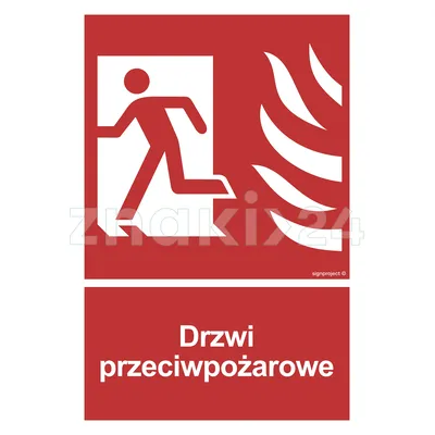 Drzwi przeciwpożarowe lewostronne - Znak przeciwpożarowy - BC052