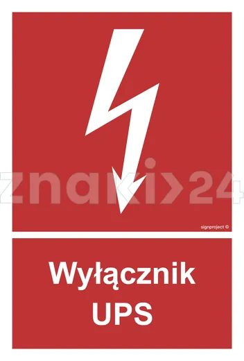 Wyłącznik UPS - Znak przeciwpożarowy - BC048