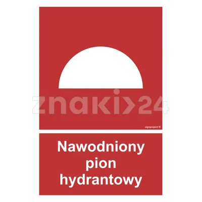 Nawodniony pion hydrantowy - Znak przeciwpożarowy - BB019