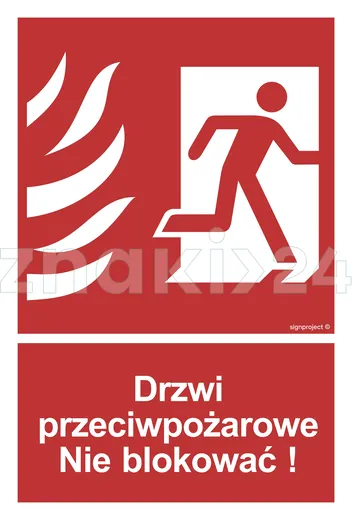 Drzwi przeciwpożarowe. Nie blokować! prawostronne - Znak przeciwpożarowy - BC056