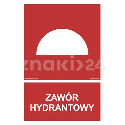 Zawór hydrantowy - Znak przeciwpożarowy - BB015