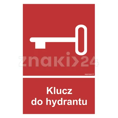 Klucz do hydrantu - Znak przeciwpożarowy - BC044