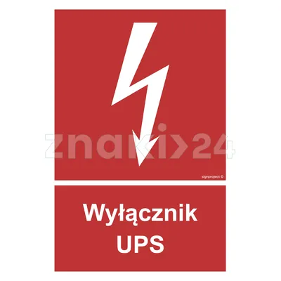 Wyłącznik UPS - Znak przeciwpożarowy - BC048