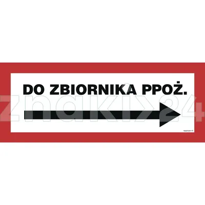 Do zbiornika ppoż. w prawo - Znak przeciwpożarowy - BC137