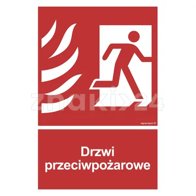 Drzwi przeciwpożarowe prawostronne - Znak przeciwpożarowy - BC053