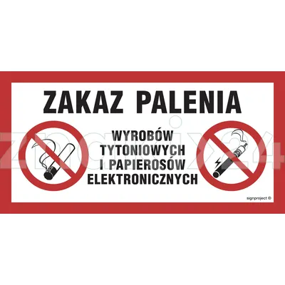 Zakaz palenia wyrobów tytoniowych i papierosów elektronicznych - Znak informacyjny - NC123