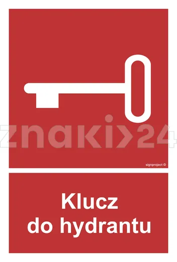 Klucz do hydrantu - Znak przeciwpożarowy - BC044