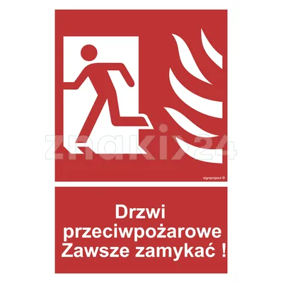 Drzwi przeciwpożarowe. Zawsze zamykać! lewostronne - Znak przeciwpożarowy - BC055