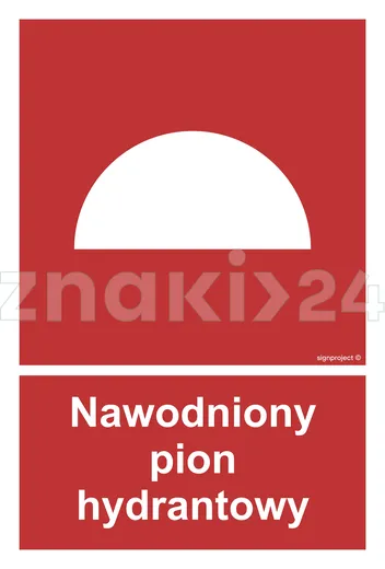 Nawodniony pion hydrantowy - Znak przeciwpożarowy - BB019