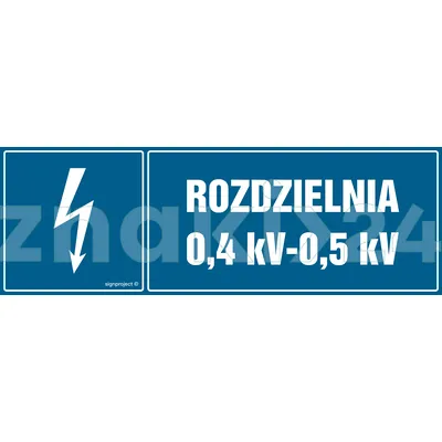 Rozdzielnia 0.4 kV-0.5 kV - Znak BHP - HI007