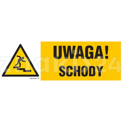 Uwaga schody - prawostronny - Znak informacyjny - NC120