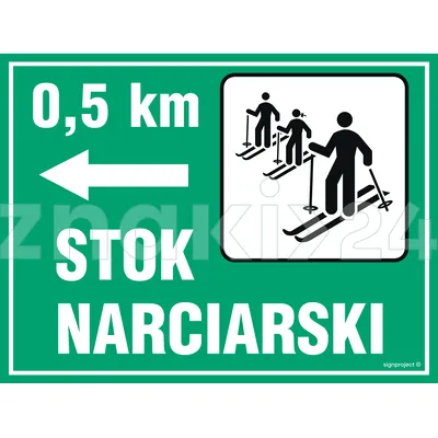 Kierunek na stok narciarski - Znak informacyjny - OC006