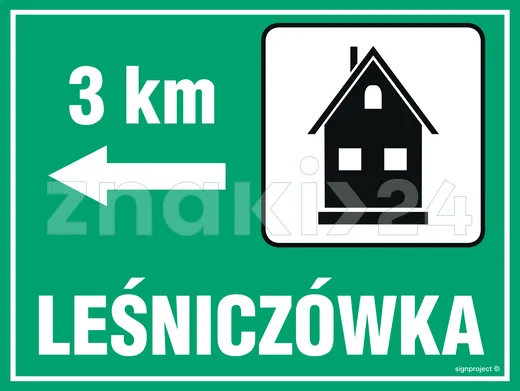 Lesniczówka - odległość - Znak informacyjny - OC001