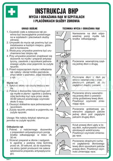 Instrukcja BHP mycia i odkażania rąk w szpitalach i placówkach służby zdrowia - Instrukcja BHP - DD017