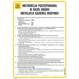 Instrukcja BHP postępowania w razie awarii instalacji gazowej budynku - Instrukcja BHP - IAF20