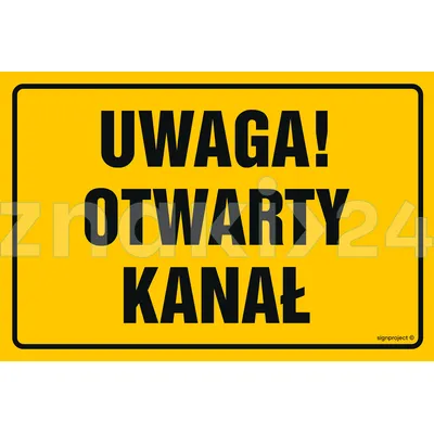 Uwaga otwarty kanał - Znak ostrzegawczy. Znak informacyjny - ND034