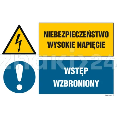 Niebezpieczeństwo Wysokie napięcie Wstęp wzbroniony - Znak BHP - GN006