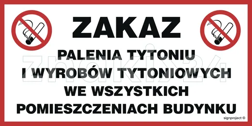 Zakaz palenia we wszystkich pomieszczeniach - Znak informacyjny - NC109