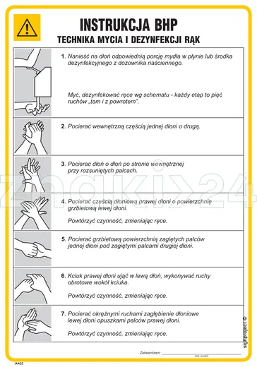 Instrukcja BHP techniki mycia i dezynfekcji rąk - Instrukcja BHP - IAA22