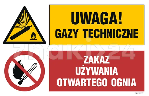 Uwaga! gazy techniczne, Zakaz używania otwartego ognia - Tablica budowlana informacyjna - OI038