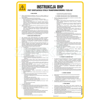 Instrukcja ogólna BHP stacji transformatorowej 15-0 - Instrukcja BHP - IAF16