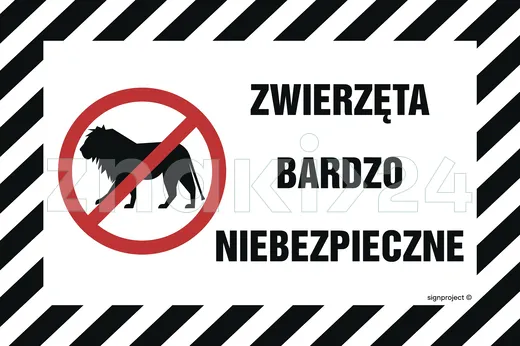 Zwierzęta bardzo niebezpieczne - Znak ostrzegawczy. Znak informacyjny - NC020